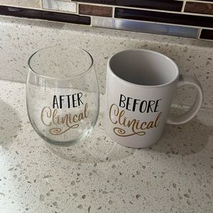 Wine glass and coffee mug set - nursing, medical, PA student gift